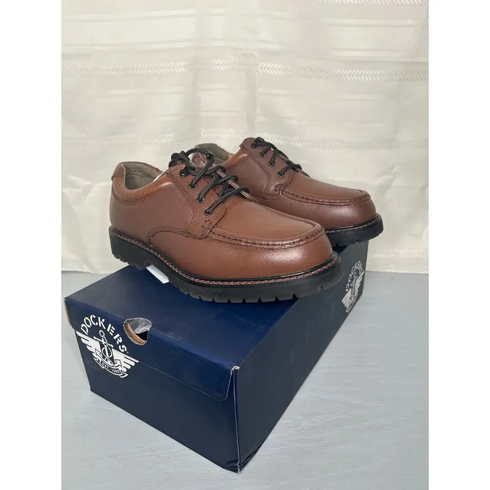 Dockers Glacier Men's Casual Leather Oxford Shoes Dark Tan Size 9.5 W Wide